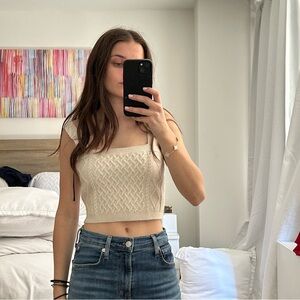 H&M cropped cream sweater tank top NWT‎